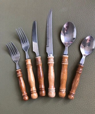 UNF382 Wood Handle Stainles Flatware Taiwan Choice - Image 1 of 4