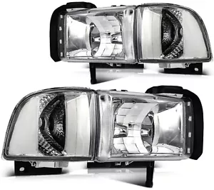 Headlights Assembly For 1994-2002 Dodge Ram 1500 2500 3500 Chrome Housing Pair - Picture 1 of 8