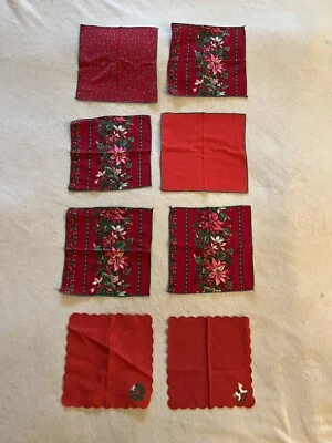 Vintage Ladies Hankerchiefs Christmas Embroidered Lot Of 8 Holiday Mint Cond. - Image 1 of 4