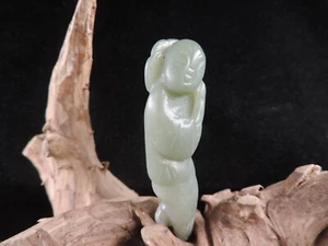 Selten China Antik Natur Hetian Jade Hand Skulptur Figur Statue Anhänger - Bild 1 von 7