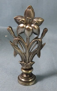 19th ANTIQUE CLASSICAL BRONZE SILVERPLATE ART NOUVEAU FLORAL WAX SEAL STAMP - Picture 1 of 6