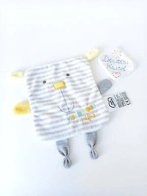 Mon Doudou Préféré Lapin Plat Carré Blanc Rayé Gris Jaune Mots D'enfants Leclerc - Photo 1/4
