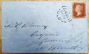 GB 1856 BRISTOL SIDEWAYS DUPLEX 134 QV 1d COVER w/DATE NUMERAL PRINTING ERRORS - Picture 1 of 3