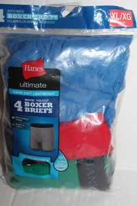 Boy's Size XL 18-20 Hanes Boxer Briefs 4 Pair Tagless Soft Underwear - Picture 1 of 1