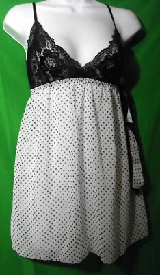 NUEVO HANKY PANKY 316056 SPOT ON CHIFFON/ENCAJE BABYDOLL CHEMISE Y TANGA S Foto 1 de 2