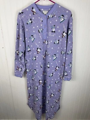 Nordstrom Intimates Women's Lilac Thermal Nightgown Snowmen Print Size Small - Image 1 of 4