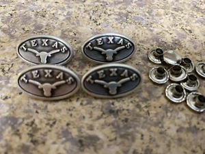 University Of Texas Longhorns 4 Small Conchos With Rivets 3/4” Wide 1/2” Tall - Picture 1 of 1