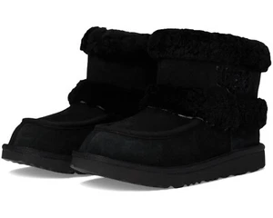 NIB UGG ULTRA MINI FLUFF Big Kid ANKLE BOOTS Black US KID 3 - Picture 1 of 7