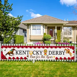 Kentucky Derby Banner for Fence, Large Horse Race Party Decorations, Derby Race - Picture 1 of 12