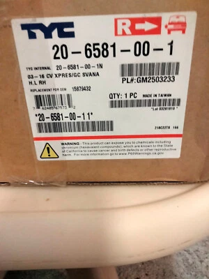 MONTAJE DE FAROS TYC 20-6581-00-1 PARA 03-16 CHEVY EXPRESS / GMC SAVANA DERECHA S Foto 1 de 2