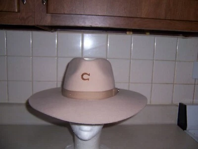 Charlie 1 Caballo Beige Ala Ancha Estilo Vaquero Fieltro Sombrero 6 7/8-56CM Talla Pequeña Foto 1 de 4
