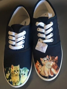 Jürgen Scholz Kitty-Kat Cute Women's Canvas Art Shoes. Size 6. 👀GR8 BUY - Picture 1 of 12