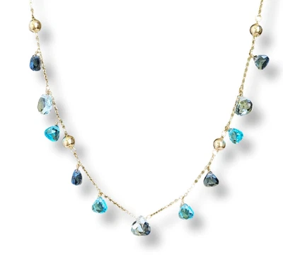 Marco Regenbogen Halskette mit bunten Quarz Brioletten 18K vergoldetes Silber - Bild 1 von 4