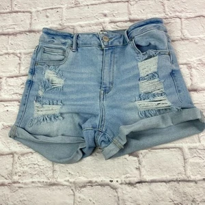 WAX Jean Shorts Light Wash Girls Size Large Mid Rise Distressed Cut-Off Cuffed - Picture 1 of 9