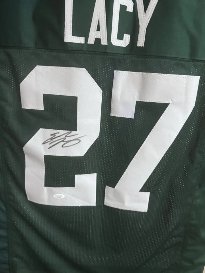 Camiseta deportiva firmada por Eddie Lacy personalizada de los Green Bay Packers certificado de autenticidad JSA Foto 1 de 3