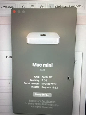 Apple Mac mini (256GB SSD, M2, 8GB, Gigabit Ethernet) Silver - MMFJ3LL/A - Image 1 of 4