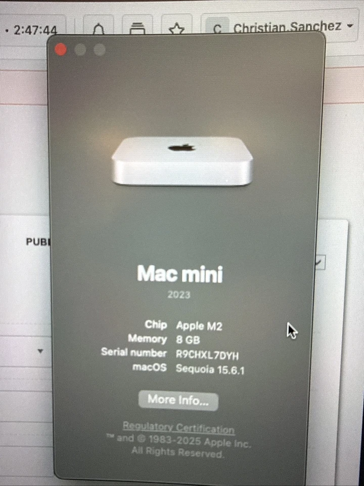 Apple Mac mini (256GB SSD, M2, 8GB, Gigabit Ethernet) Silver - MMFJ3LL/A - Image 1 of 1