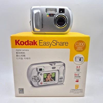 Kodak EasyShare C300 3.2MP Digital Camera Silver Boxed - Tested & Working - Image 1 of 4