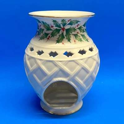 Lenox Holiday Dimensions Yankee Vela Cera Tarta Fragancia Calentador Acebo Dorado Usado en Excelente Condición Foto 1 de 4