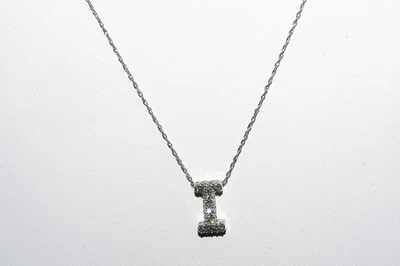 Collar Deslizable $1,800 Oro 10K .25CT Diamante Blanco Natural Racimo Letra "I" Foto 1 de 4
