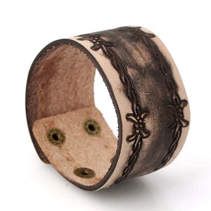 Herrenarmband Kunstleder Biker Armband Braun Breit Branding Surfer Western - Bild 1 von 4