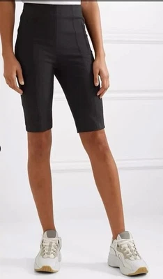 Nuevo con etiquetas Bermudas Tibi “Anson Biker” Negras Cintura Alta Calce Ajustado Talla 10 Preppy Foto 1 de 4