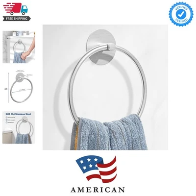 Elegante anillo de toalla de níquel cepillado - soporte de toalla de acero inoxidable montado en la pared Foto 1 de 4