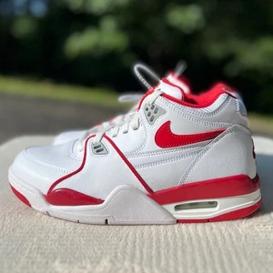 NEU Größe 7Y Damengröße 8,5 Nike weiß & rot Air Flight 89 große Kinder Turnschuhe - Bild 1 von 8
