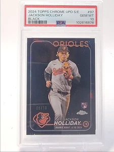 JACKSON HOLLIDAY 2024 TOPPS CHROME ROOKIE SAPPHIRE BLACK RC /10 PSA 10 Q3855 - Picture 1 of 2