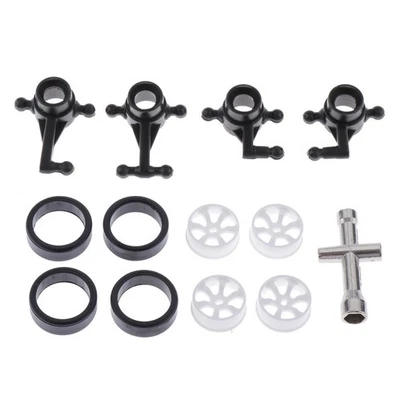 4 Ensembles 1:28 RC Pneus En Caoutchouc De Chenille De Roche Et Coupelles - Photo 1/4