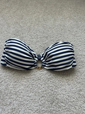 Top de bikini push up twist azul a rayas bandeau traje de baño para mujer talla S Foto 1 de 3