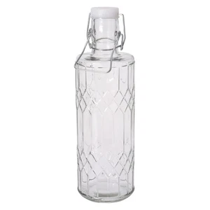 Bottiglia in vetro con clip con tappo acqua succo bevanda ermetica altalena 1 LTR - Foto 1 di 3