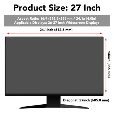 27in Computer Private Screen Filter Anti Blue Light 16:9 Widescreen Filter R BEA - Image 1 of 4