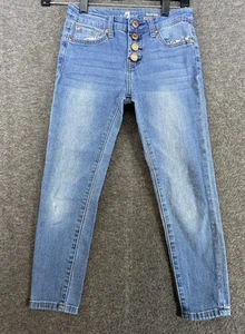 7 For All Mankind Girls Ankle Skinny Jeans Size 10 Handkerchief & Button Detail - Picture 1 of 17