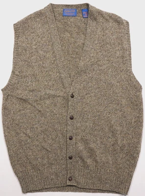Vintage Pendleton 100% Shetland Wool Sweater Vest L Knit Tan Heather V-Neck - Image 1 of 4
