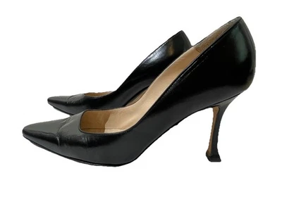 BOMBAS DE CUERO NEGRAS MANOLO BLAHNIK Y2K de colección zapatos cura punta puntiaguda talla 73 7 Foto 1 de 4