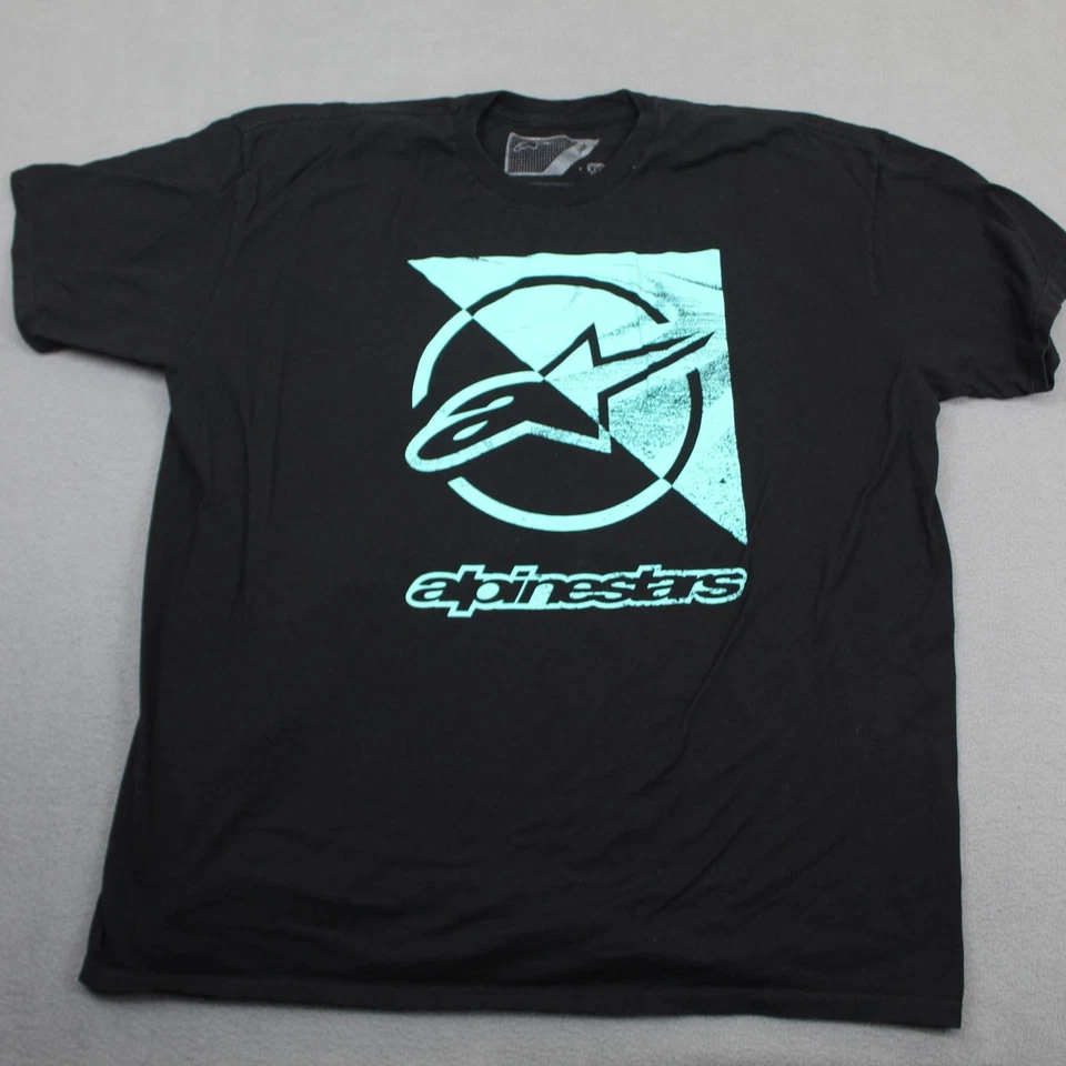 Camisa Alpinestars Para Hombres 2XL Negra Clásica Gráfico Logo Camiseta Motocross Foto 1 de 4
