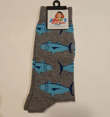 NUEVO CON ETIQUETAS John's Crazy Calcetines Para Hombre Calcetines Crew Arch Compresión Azul Tiburones Talla 10-13 Foto 1 de 4