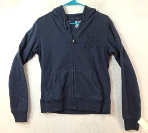 NEW RVCA Youth Girls Medium Blue Stealth Crest Zip Hooded Fleece Sweatshirt NWT - Picture 1 of 15