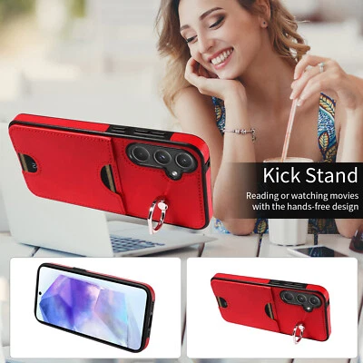 Funda de teléfono con ranura para tarjeta con soporte para Samsung Galaxy A72 A54 A25 A33 A13 A04 Foto 1 de 4