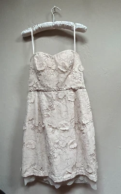 Mini Vestido Floral Sin Tirantes BCBGMax Azria Para Mujer Rosa Susurro Talla 12 Beige  Foto 1 de 4