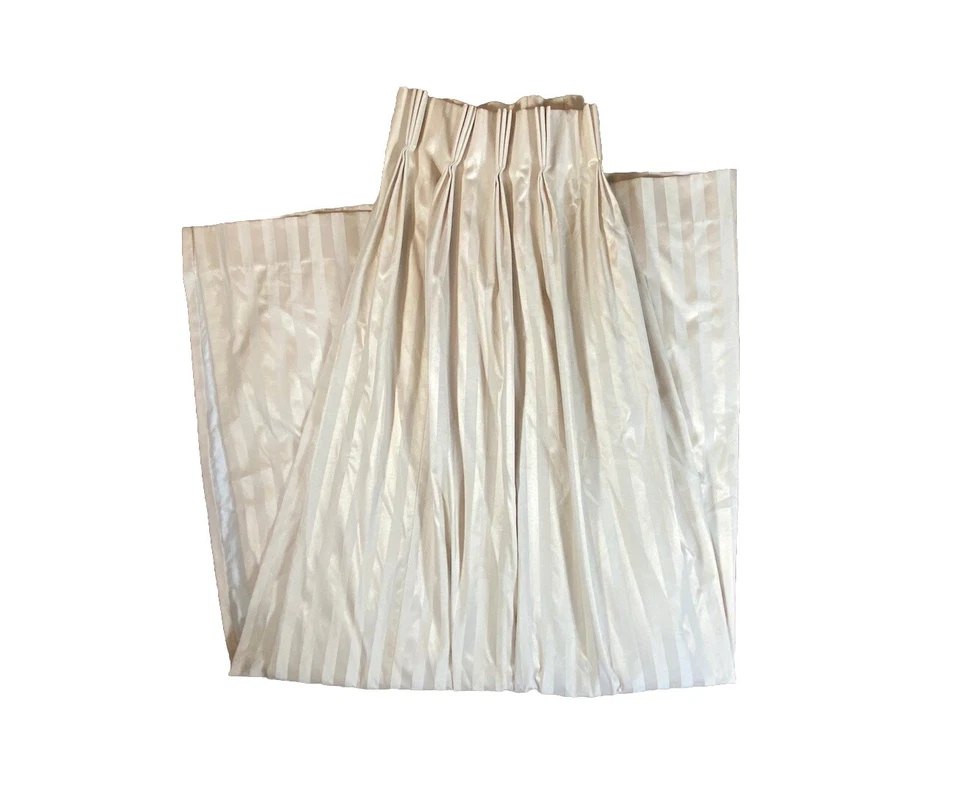 Cortina beige de lujo personalizada damasco rayas satén algodón pellizco plisado panel ancho Foto 1 de 4