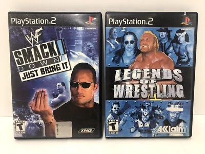PS2 WWF SmackDown Just Bring It & Legends Of Wrestling The Rock Hulk Hogan WWE - Image 1 of 4