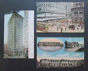 CHICAGO, ILL.Early 1900s Postcards Lot (3) Stock Yards Inn/Fisher Bldg./State St - Picture 1 of 2