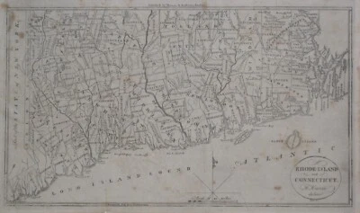 Agitadores de faro RHODE ISLAND CONNECTICUT mapa Jedidiah Morse original 1796 Foto 1 de 4