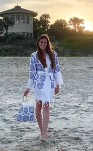 Cotton Robe with Tote Set, Bathrobe (size S) with Tassels, Turkish cotton - Picture 1 of 6