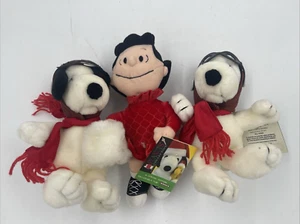 2 Vintage Applause Peanuts Snoopy Aviator Baron Pilot and Bonus character - Picture 1 of 6
