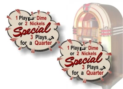 2 Jukebox Nickels or Dime Burst Decals Rock-Ola Wurlitzer Seeburg AMI Stickers - Image 1 of 3