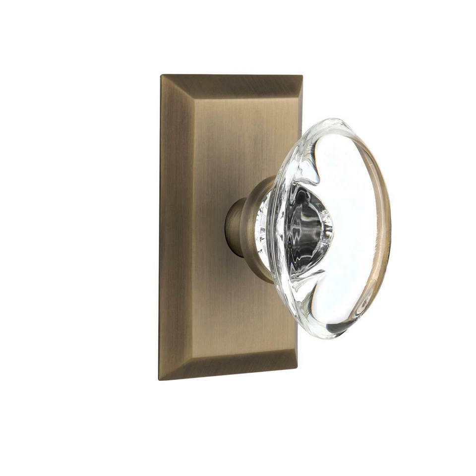 Nostalgic Warehouse  2-3/4" Antique Brass Passage Oval Clear Crystal Door Knob - Image 1 of 1