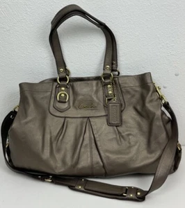 Coach Ashley Leather Carryall Shoulder Convertible Purse Metallic Bronze F15513 - Picture 1 of 15